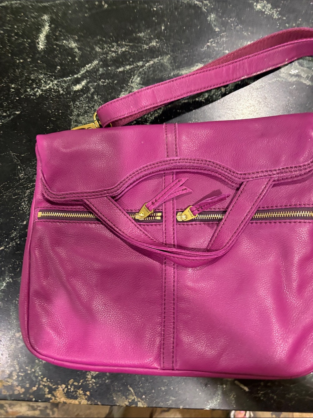 Fossil Bright Fuchsia Leather Shoulder Bag